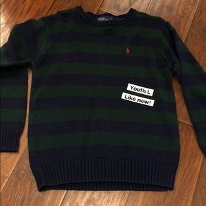 Boys Polo striped sweater.  Large. Like new.
